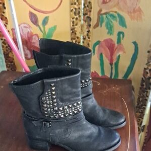 Vince Camuto Black Ankle Boots with Studded Detail
